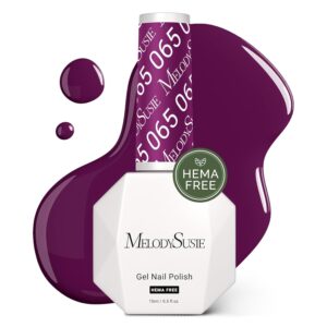 MelodySusie Hema Free Gel Nail Polish, 0.5 Fl Oz Thick Dark Purple Gel Polish, Non Toxic, Long Lasting, Soak Off UV Nail Polish, Manicure Nail Design Salon DIY Nail Art at Home 065