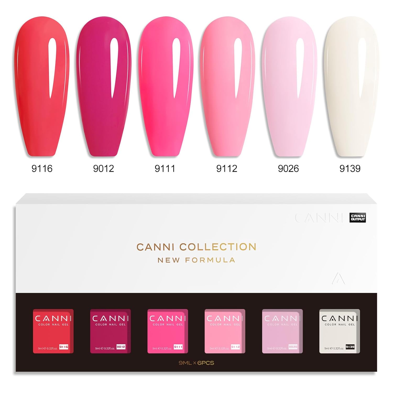 CANNI Pink Gel Nail Polish Set 6 Colors, Hot Pink Light Bright Pink Magenta Tones Craze Nail Art Design at Home DIY Soak off UV LED Manicure French Nail Salon - Image 8