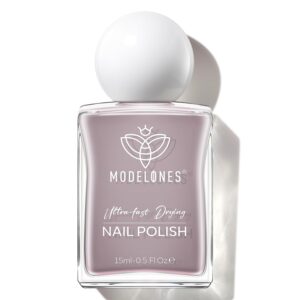 modelones Gray Nail Polish, Light Grey 15 ml Quick Dry Nail Lacquer Strengthener Long Last Shine Fingernail Toe Nail Art DIY Home Travel Manicure Gift for Women Girls 0.5 Fl Oz