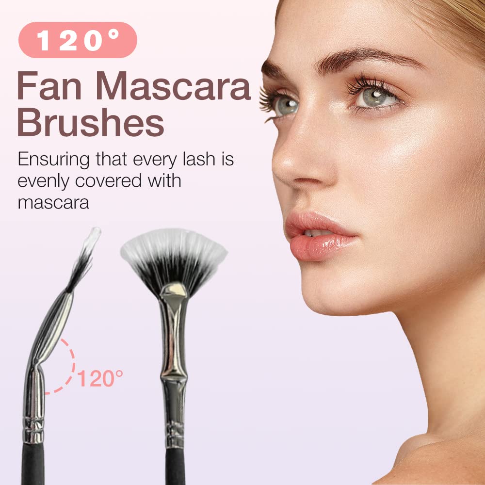 Folding Angle Scalloped Lash Brush, 2024 New Mascara Angled Fan Shaped Eyelash Brush, Premium Eyelash Eyebrow Eye Shadow Brush Makeup Brush Eye Lashes Makeup Tools (3 Pcs) - Image 3