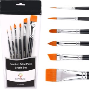 Bowitzki Face Paint Brush Set, 6pcs Artist Brushes for Body Face Painting,Acrylic Painting Watercolor Oil Gouache