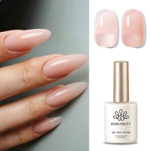 BORN PRETTY Jelly Gel Nail Polish Jelly Nude Gel Polish Sheer Translucent Skin Stone Natural Soak Off Hema-Free Gel Polish Nail Art DIY 15ML