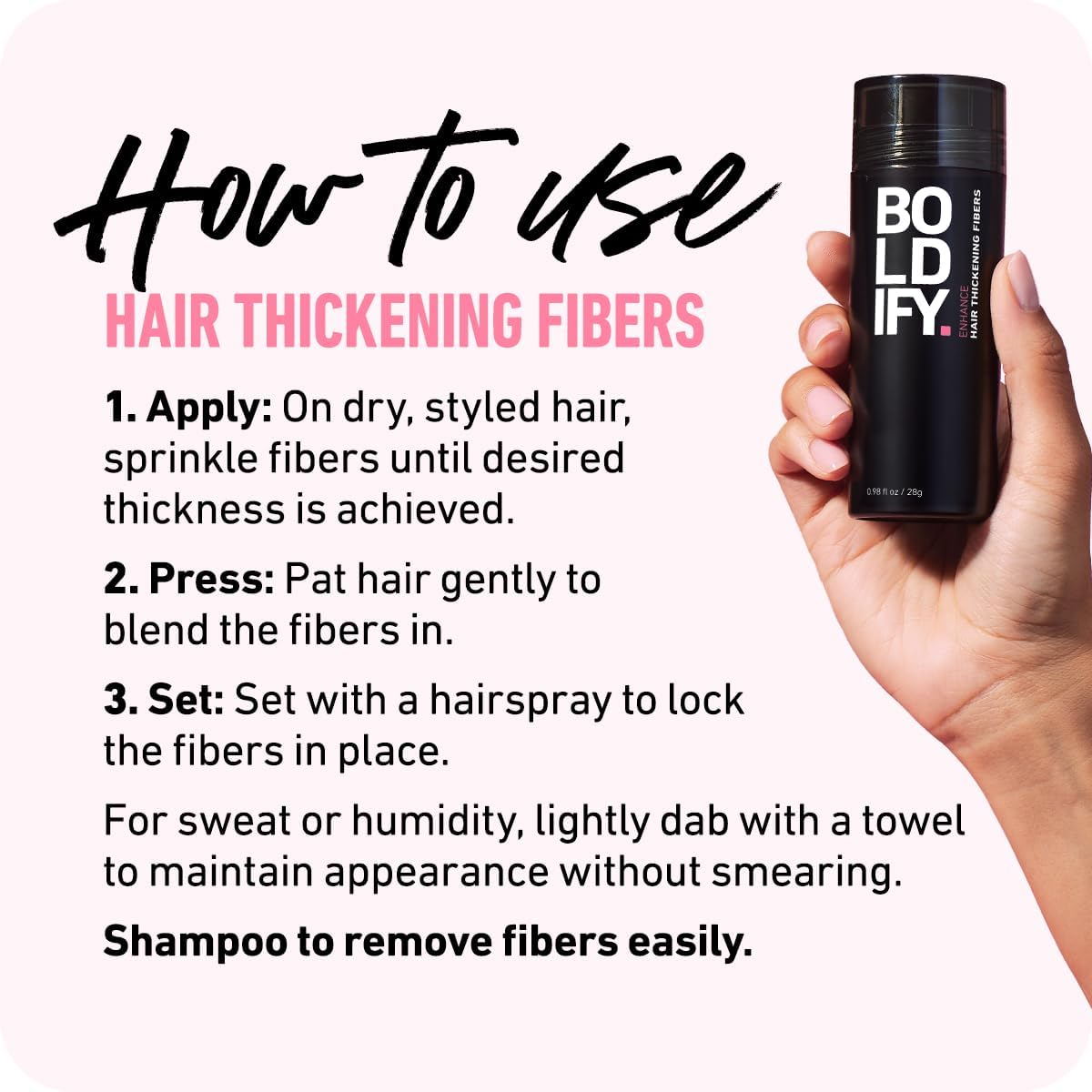 BOLDIFY Hair Fibers (28g) - Fill In Thinning and Fine Hair for an Instantly Fuller, Thicker Look - 14 Shades for Women & Men - Dark Brown - Image 4