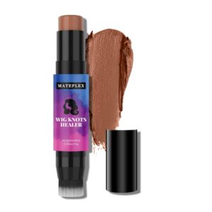 Wig Knot Concealer and Healer, Brown-02, 5 Latest Colors, Sweatproof, Portable, Double-head for Lace Wigs Frontal Part & Hairline, Stick with Brush, Makes Wigs Look Natural, Natural Material
