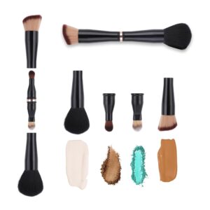4 in-1 Makeup Brush Set, Foundation Brush Blush Brush Eyeshadow Powder Brush Concealer Brush All-in-One Travel Makeup Brushes Double Ended Makeup Brush for Foundation, Concealer, and Powder