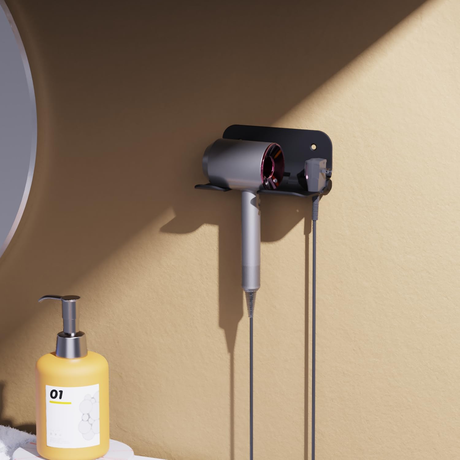 FUNTIN Hair Dryer Holder Wall Mount, Blow Dryer Organizer Wall Mounted,Hair Tool Organizer for Bedroom & Bathroom, Multi-Functional Hair Dryer Rack for Dyson Supersonic - Image 6