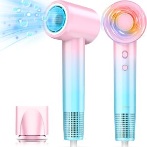 DORISILK Ionic Hair Dryer 110,000 RPM High Speed, Professional Blow Dryers for Salon Home Use, Portable Blowout Hair Dryers Lightweight with Nozzle Hot & Cold Selection Gift for Women Girl, Pink Blue