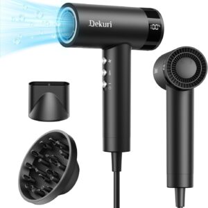 Hair Dryer, 110,000 RPM High-Speed Fast Drying Blow Dryer, 200 Million Ionic Lightweight Hairdryer with Diffuser, Magnetic Nozzle, 4 Temps & 2 Speeds, Low Noise for Women & Men, Black