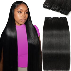 12A Human Hair Bundles 20 22 24 Inch Straight Human Hair 100% Unprocessed Brazilian Hair 3 Bundles Quick Weave Natural Black