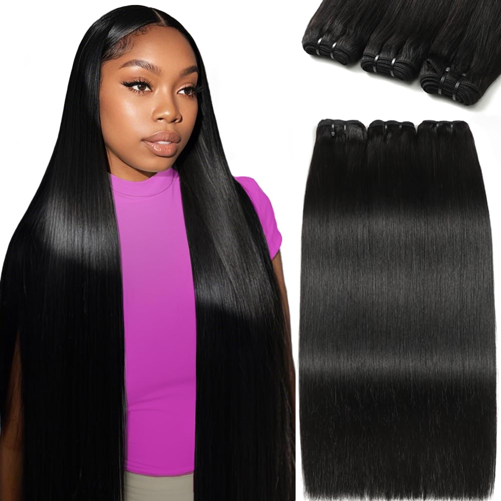 12A Human Hair Bundles 20 22 24 Inch Straight Human Hair 100% Unprocessed Brazilian Hair 3 Bundles Quick Weave Natural Black