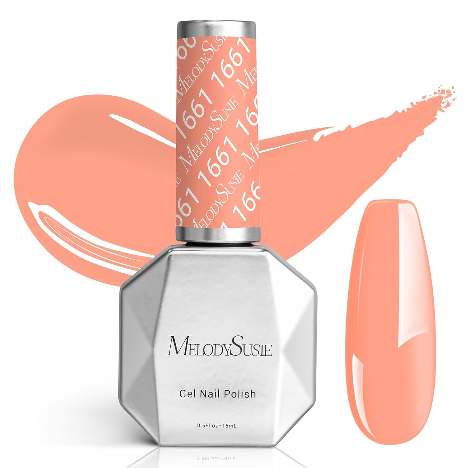 MelodySusie Orange Gel Nail Polish, Coral Orange 0.5 fl oz Soak Off UV LED Creamy Orange Gel Polish Christmas Gift for Women Nail Art Manicure Salon DIY Nail Design Decoration at Home-1661