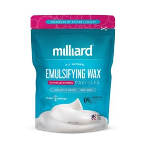 Milliard Non-GMO Emulsifying Wax NF Pastilles, Perfect for DIY, Creams, Lotions, and Soaps - 100% Natural Plant Derived (8 Oz)