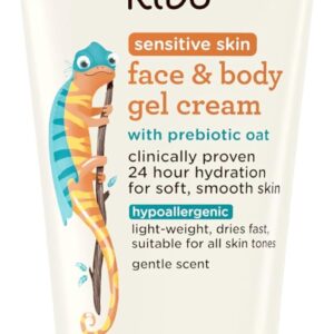 Aveeno Sensitive Skin Face & Body Gel Cream for Kids with Prebiotic Oat, Clinically Proven 24 Hour Hydration for Soft Skin, Quick Drying and Lightweight, Hypoallergenic, 8 oz
