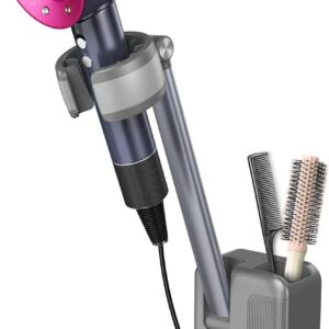 Hands Free Hair Dryer Holder Wall Mount, Adjustable Bathroom Blower Dryer Holder Wall Mounted Hook Rack, Vanity Cabinet Door Hanger Storage, Suitable for Most Walls, Hair Dryers, with Cord Organizer