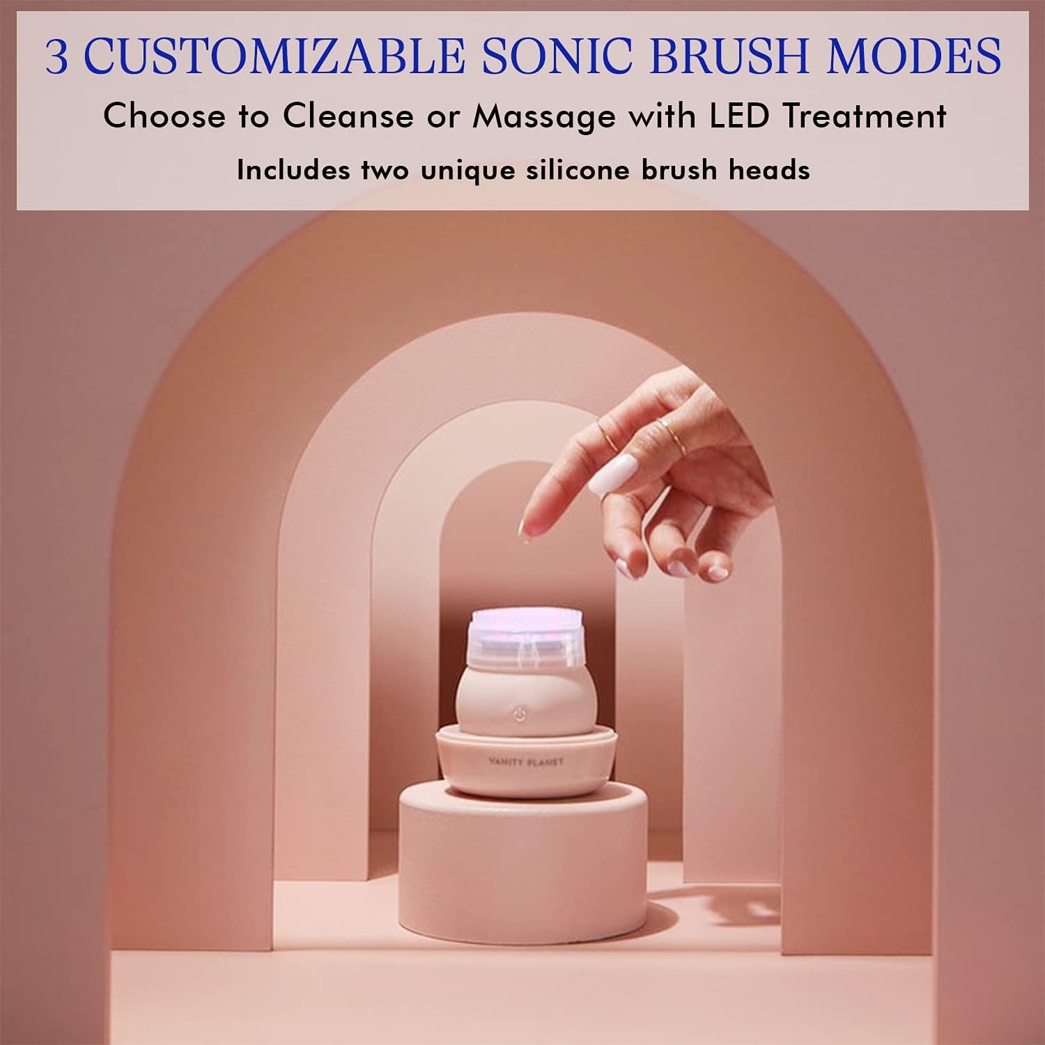 Vanity Planet LEDA Blue LED Silicone Face Brush - Deep Cleansing Light Therapy for Your Skin and Prevent Fine Lines, Wrinkles and Sunspots - Gentle for Sensitive Skin - Image 3