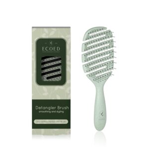 Detangler Hairbrush, Vented Detangling Brush for Curly, Wavy, and Straight Hair, Dry and Wet, Quick Smoothing for Women and Men, Eco-Friendly & Sustainable Material (Green)