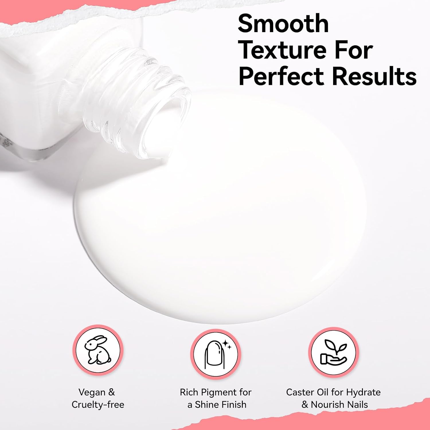 Classic French White Nail Polish 9-Free Vegan with Castor Oil 15ml, Fast Drying - Image 2