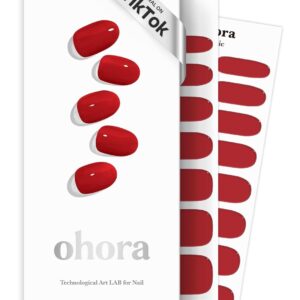 ohora Semi Cured Gel Nail Strips (N Addict) - Works with Any Lamps, Salon-Quality, Long Lasting, Easy to Apply & Remove - Includes 2 Prep Pads, Nail File & Wooden Stick