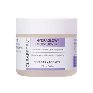 CLEARSTEM - HYDRAGLOW Stem Cell Moisturizer - Bakuchiol + Squalene - Youthful Skin Face Moisturizer - All Skin Types - Facial Skin Care Products - Vegan, Gluten Free, Cruelty Free - 2 fl oz / 60ml