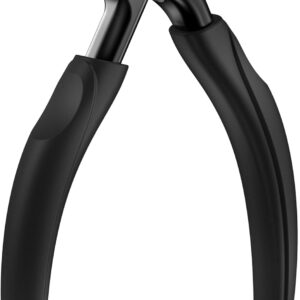 BALUCA Curved Head Toenail Clippers for Seniors for Thick Toenails, Long Handle Toe Nail Clippers with Catcher, German Stainless Steel Angled Nail Clippers with Silicone-Grip - Black
