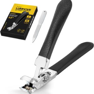 Angled Head Nail Clippers for Seniors Thick Toenails, Ergonomic Wide Jaw Large Toenail Clippers for Men Women, Ultra-Sharp and Durable Fingernail Clipper Cutter with Catcher, Black Long Handle