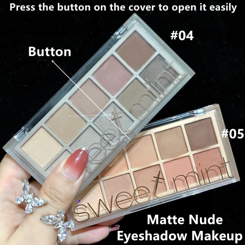 Go Ho 10 Colors Eyeshadow Palette,All Matte Eyeshadow Palette for Older Women,Highly Pigmented Blendable Shades,Neutral Eye Shadow Palette Makeup,Waterproof Cool-tone Grey Brown Eyeshadow,04 - Image 8
