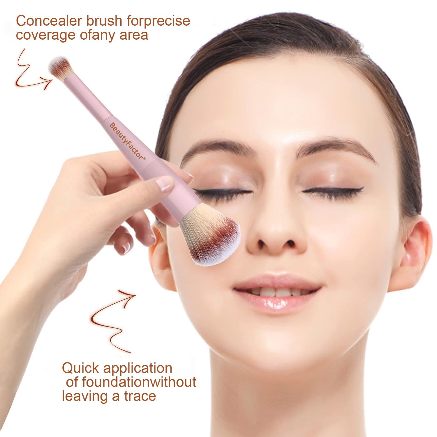 Makeup Brushes Set - 3 Piece Kabuki, Blush, and Concealer Blending Brushes with Sponge for Foundation, Cream, and Powder - Professional Quality, Soft Bristles for Flawless Application(Pink) - Image 6