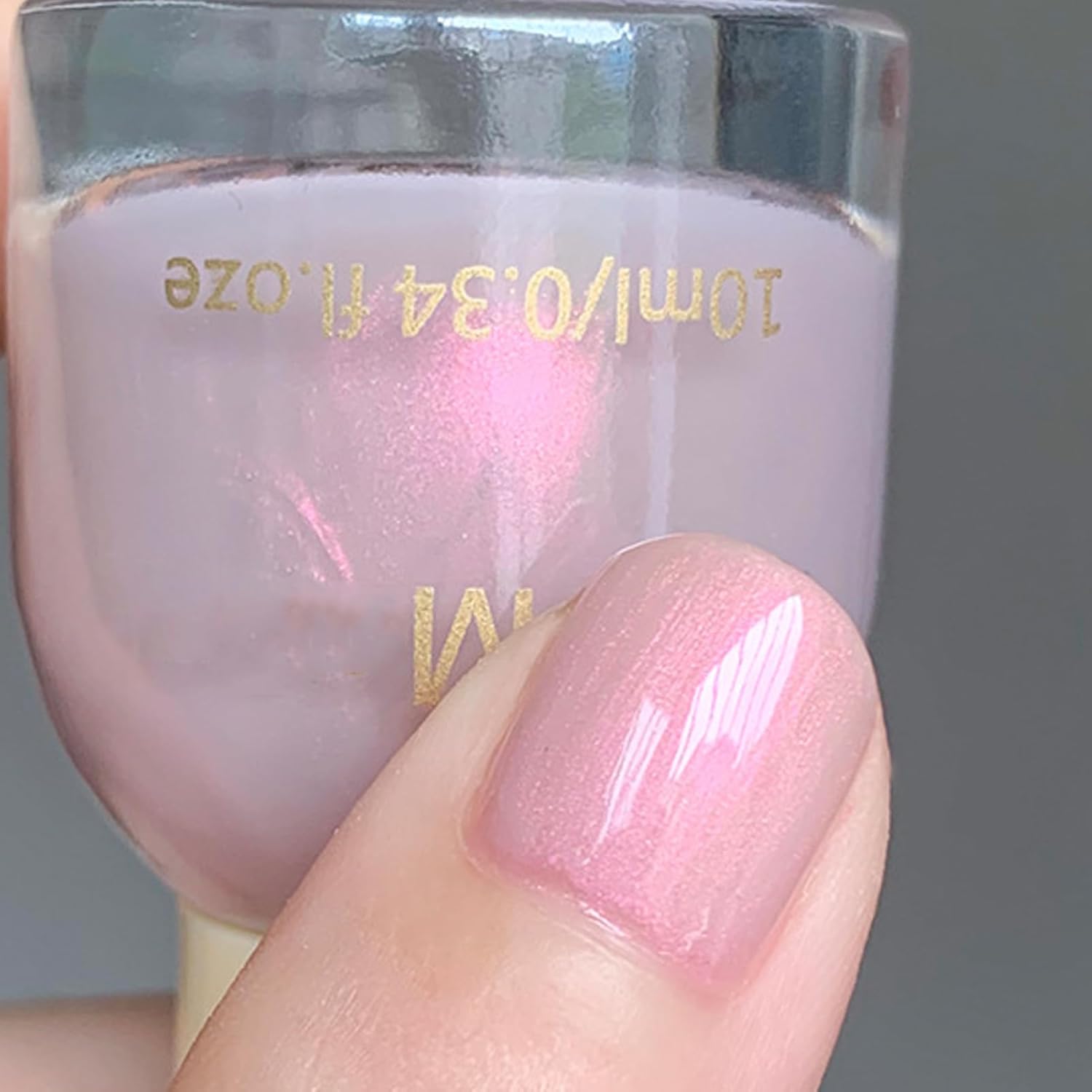 Holographic Glitter Nail Polish, Air Dry Reflective Gel, Bright Pink Neon Color, Light Pastel Quick Dry Sparkly Polish for Women Girls, 10ML