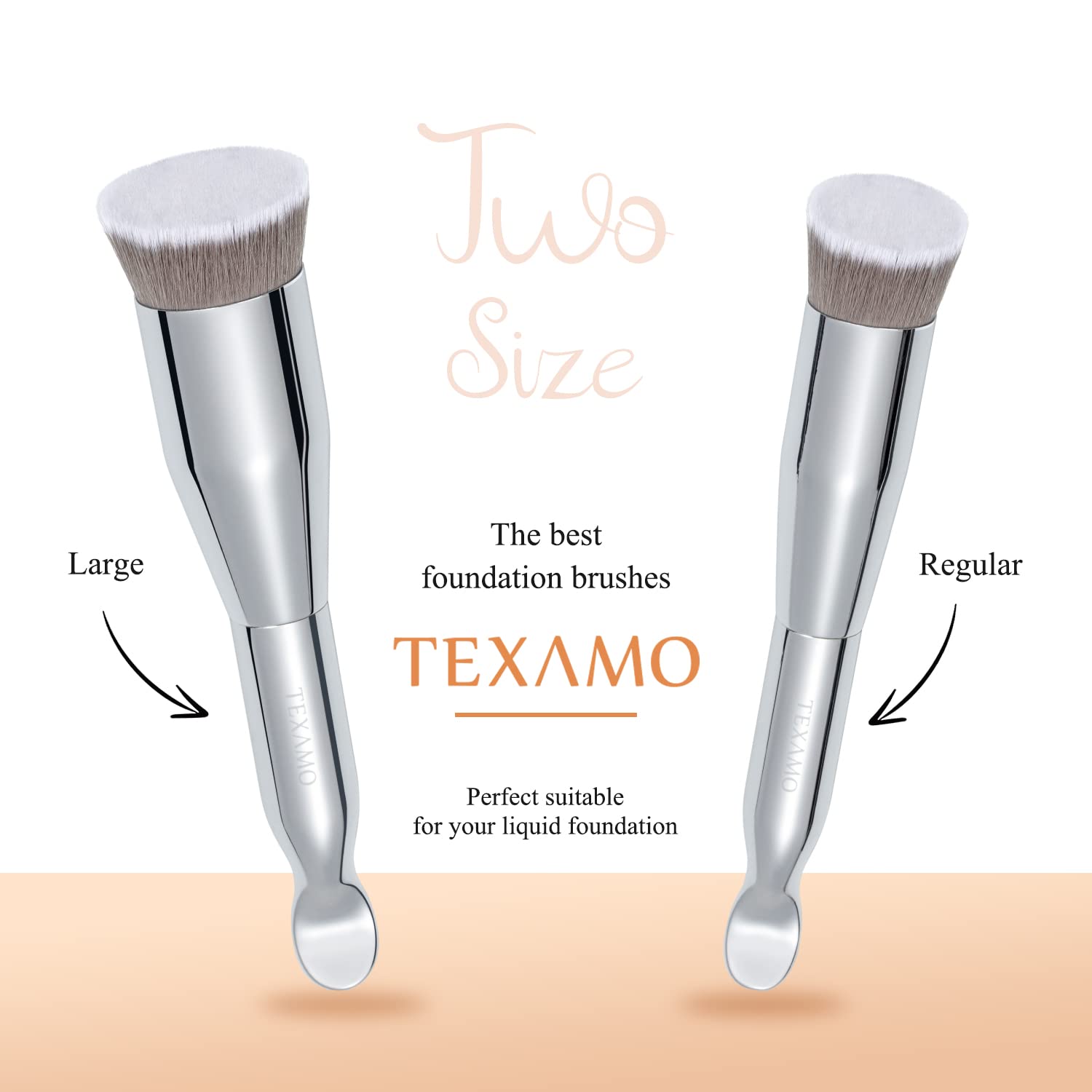 Flat Top Kabuki Foundation Brush TEXAMO Spoon Dual-ended Angled Foundation Makeup Brush Concealer Brush Premium Face Brush, Blending Powder Cream Buffing Stippling - Image 5