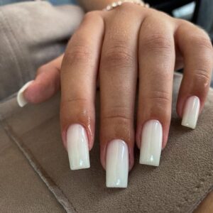 Frosting White Press on Nails Medium Long Square,Solid Color Coffin Fake Nails Press on Classic Glue on Nails Opaque Acrylic Nails Set White Nails for Women Girls in 24 PCS