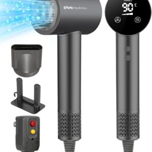 Professional Ionic Hair Dryer - 110,000RPM High-Speed,Lightweight,1500W Powerful Blow Dryer with Cool Shot Button,Dual Voltage,Concentrator Nozzle & Smart Temperature Control for Fast Drying