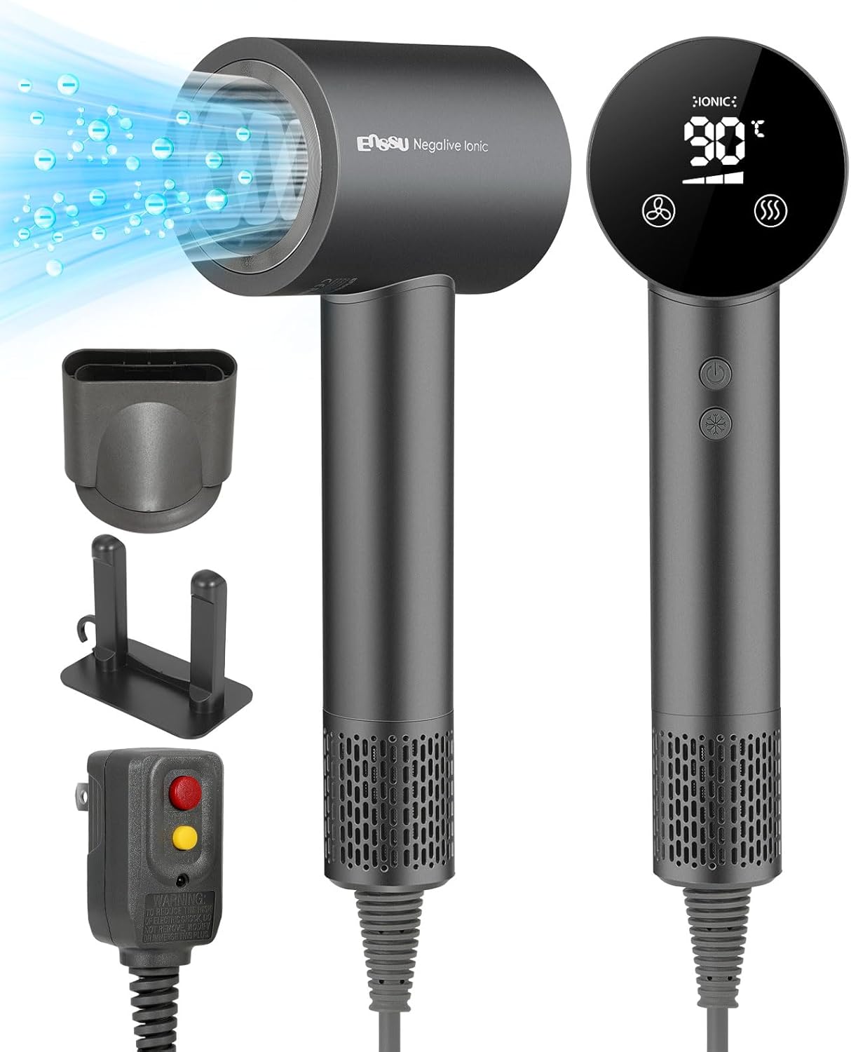Professional Ionic Hair Dryer - 110,000RPM High-Speed,Lightweight,1500W Powerful Blow Dryer with Cool Shot Button,Dual Voltage,Concentrator Nozzle & Smart Temperature Control for Fast Drying