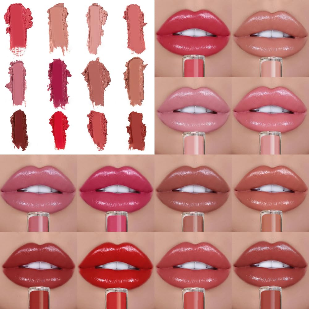 12 Colors Cream Texture Lipstick 2025 New Long Lasting Lipstick Lipgloss Velvet Lip Makeup, Natural Non-Fading Liquid Lip Stick Non-Stick Lip Gloss Hydrating Lip Tint for Women (#03, 2fl oz/6ml) - Image 2
