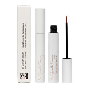Curacoro 3x Growth Serum For Lash Extension, Peptide Enhancing Solution for Natural Lashes, Lash Extensions & Eyebrows, Eyelash Serum To Grow Lashes Fuller & Longer Looking Eyelashes (5ml)