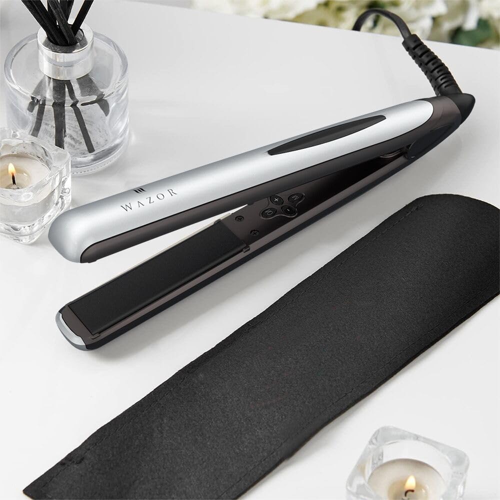 2 in 1 Flat Iron Professional Ceramic Hair Straightener Iron Instant Heat Up Automatic Shut Off and Digital LED Display Sliver White - Image 6