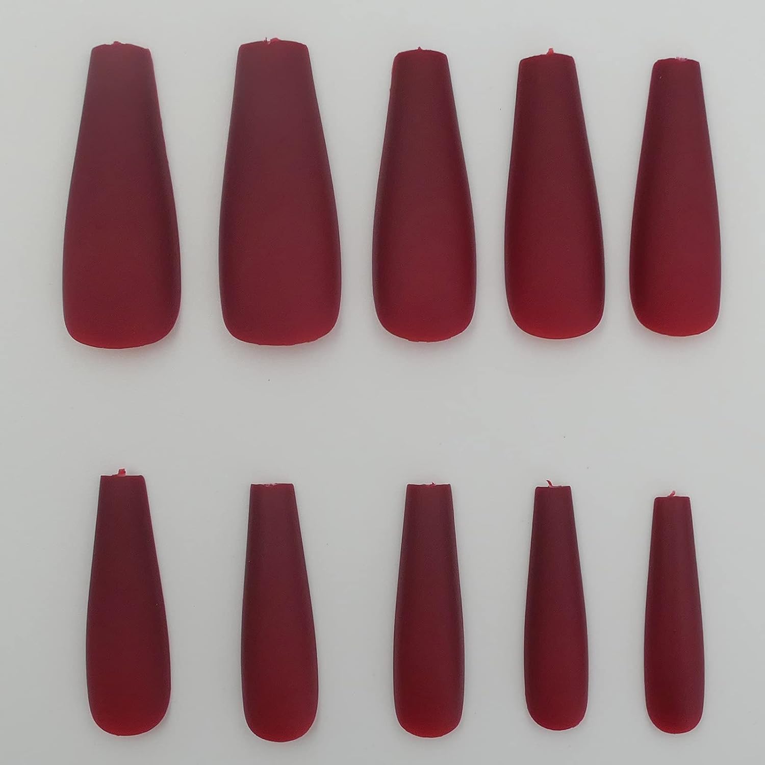LoveOurHome 100pc Coffin Press on Nails Long Fake Nails Medium Ballerina Acrylic Press on Nail Coffin Nail Tips Matte Burgundy Artifical Nail Full Cover Presson on Fake Fingernails for Women Girls - Image 2