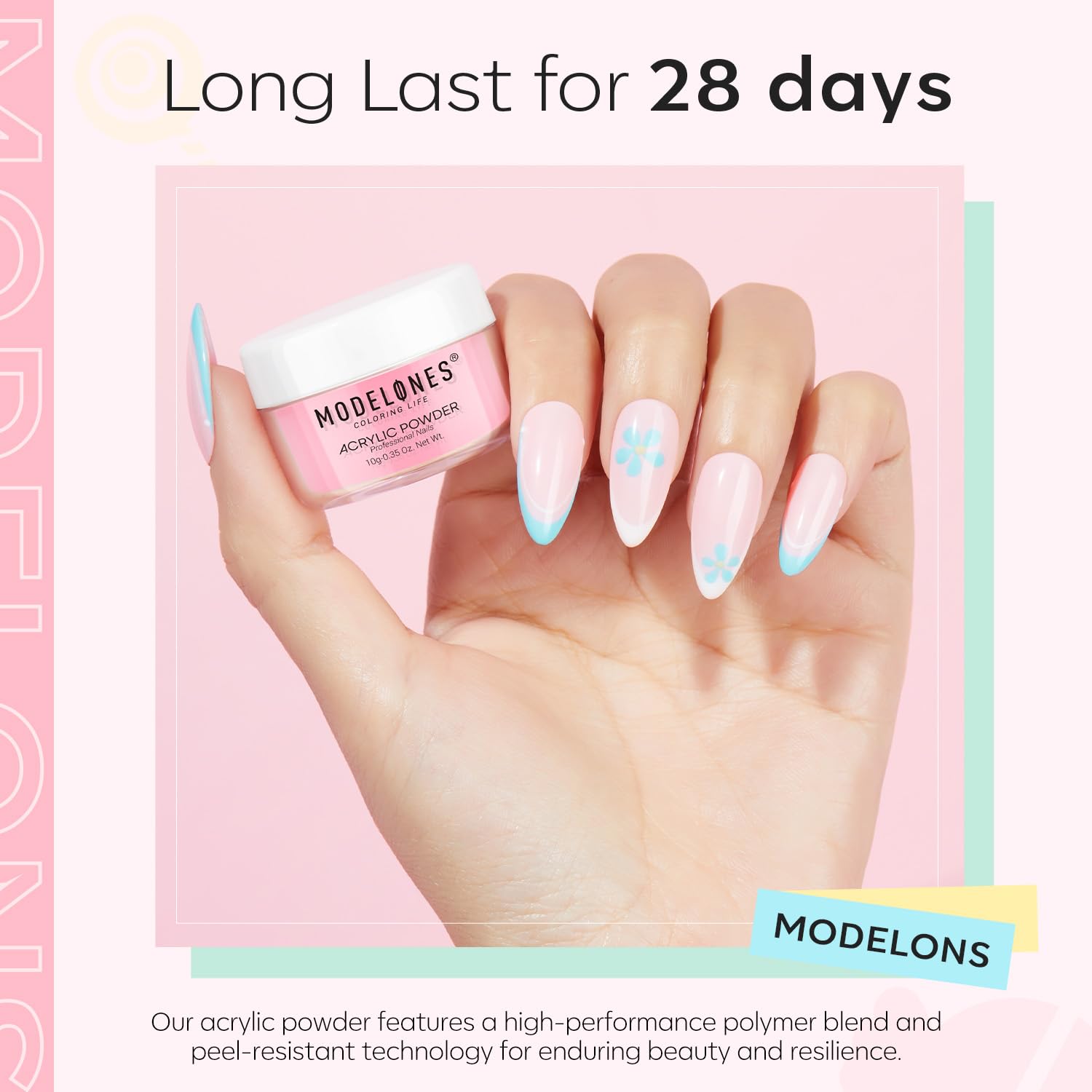 Modelones Pink Acrylic Powder Kit - 6 Colors Pastel Yellow Blue Purple Macaron Spring Cover Powder for Nail Art Extension - No Lamp Needed (A3-PearlyMint Frost) - Image 6