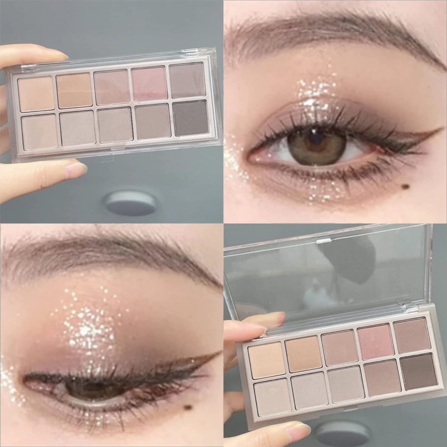 Erinde 10 Colors Matte Eyeshadow Palette, Grey Brown Eye Shadow Palette Makeup, Neutral Taupe Eye Makeup Pallet, Ultra-Blendable, Long Lasting Natural Nude Eyeshadow Pallete for Older Women, Cement - Image 5