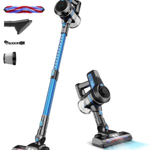 Cordless Vacuum Cleaner for Home, Stick Vacuum Cleaner Poweful, Rechargeable Vacuum Battery Up to 45 Mins Runtime, Lightweight Vacuum Handheld Househeld for Carpet, Floor, Pet Hair-Blue