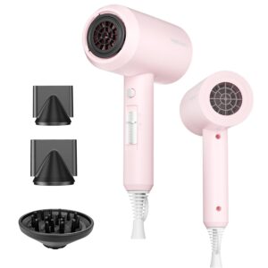SHRATE Lightweight Ionic Hair Dryer with Diffuser - Powerful 1800W Blow Dryer for Fast Drying - Professional Low Noise Mini Hair Dryer for Travel, Gifts, Hair Styling