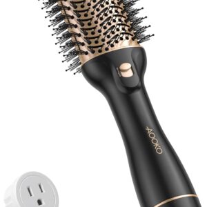 Dual Voltage Hair Dryer Brush, Travel Blow Dryer Brush for European, 120-240V Fast Drying Hot Air Brush with European Plug
