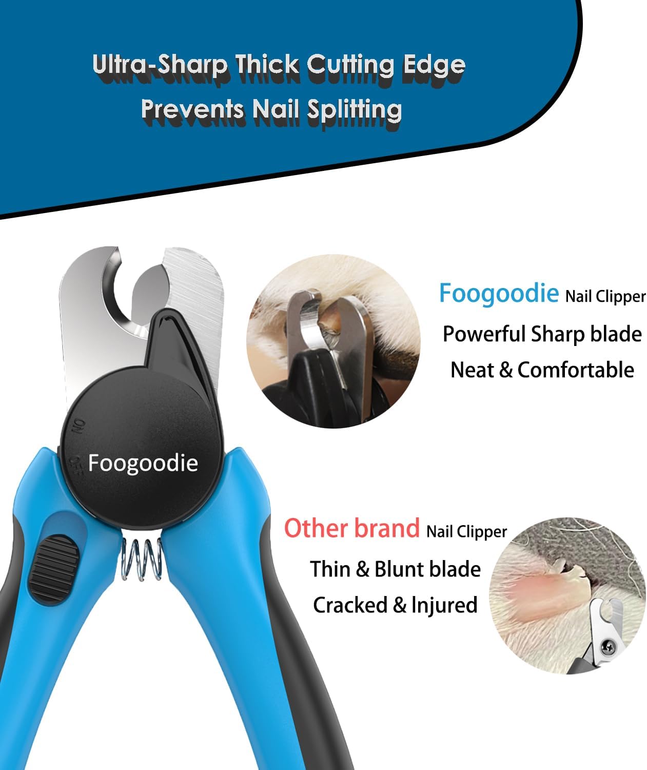 Dog Nail Clippers with Light, 2 in 1 Dog Nail Trimmers with Safety Guard & Quick Sensor to Prevent Over-Cutting, Includes Pet Grooming Comb & Nail File, Ideal for Cats & Dogs - Image 3