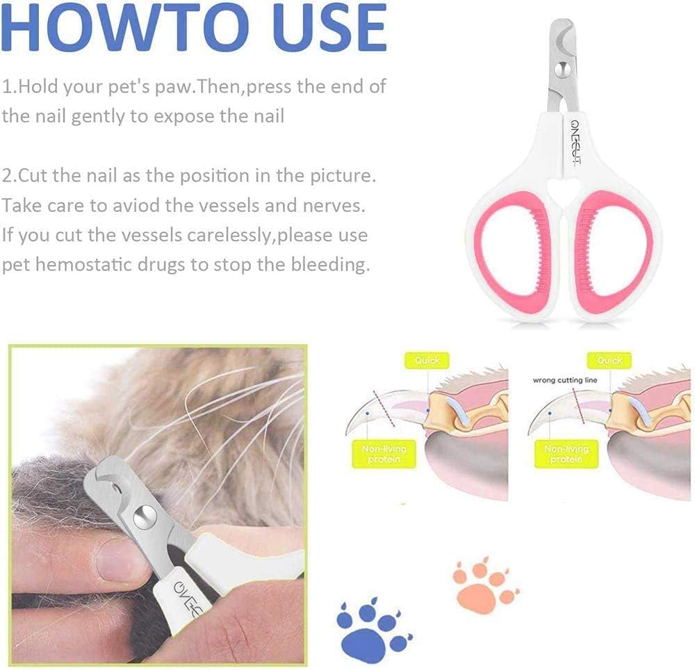 OneCut Pet Nail Clippers, Update Version Cat & Kitten Claw Nail Clippers for Trimming, Professional Pet Nail Clippers Best for a Cat, Puppy,Rabbit, Kitten & Small Dog,Sharp & Safe (Pink) - Image 2