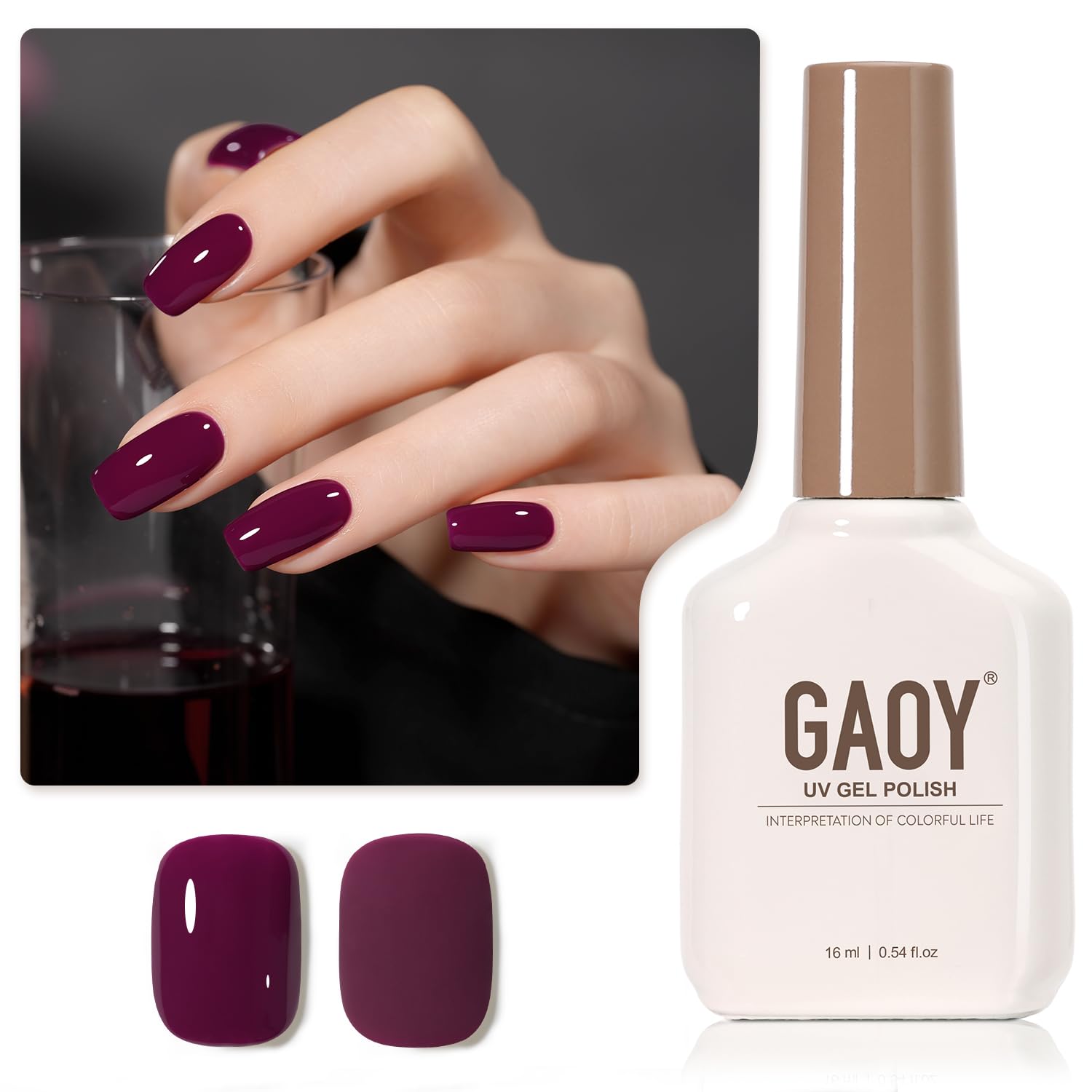 GAOY Purple Gel Nail Polish, 16ml Soak Off Gel Polish, UV Light Cure for Nail Art DIY Manicure at Home, 2018 Purple Berry