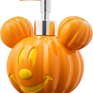 Jay Franco Disney Mickey Mouse Pumpkin Jack-O-Lantern Soap Dispenser - Autumn & Halloween Bathroom Décor and Storage - Orange Resin Lotion Pump