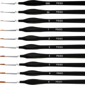 10 PCS Miniature Paint Brushes Kit, Fine Detail Painting Brush Micro Professional Tiny Paints Brush Set for Watercolor, Oil, Face, Acrylic, Nail, Line Drawing, Scale Model Painting