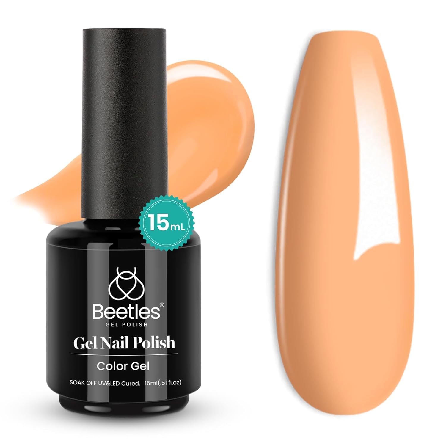Beetles Burnt Orange Gel Nail Polish, 15Ml Light Persimmon Polish Orange Nail Polish Gel Tropical Soak Off Uv Led Nail Lamp Manicure Salon Diy at home Gift for Women