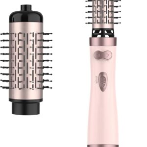 ANWA Rotating Hair Dryer Brush, 4-in-1 Hot Air Styler and Rotating Brush, Rotating Blow Dryer Brush with 2 Detachable Brushes(1.5"& 2"), Pink