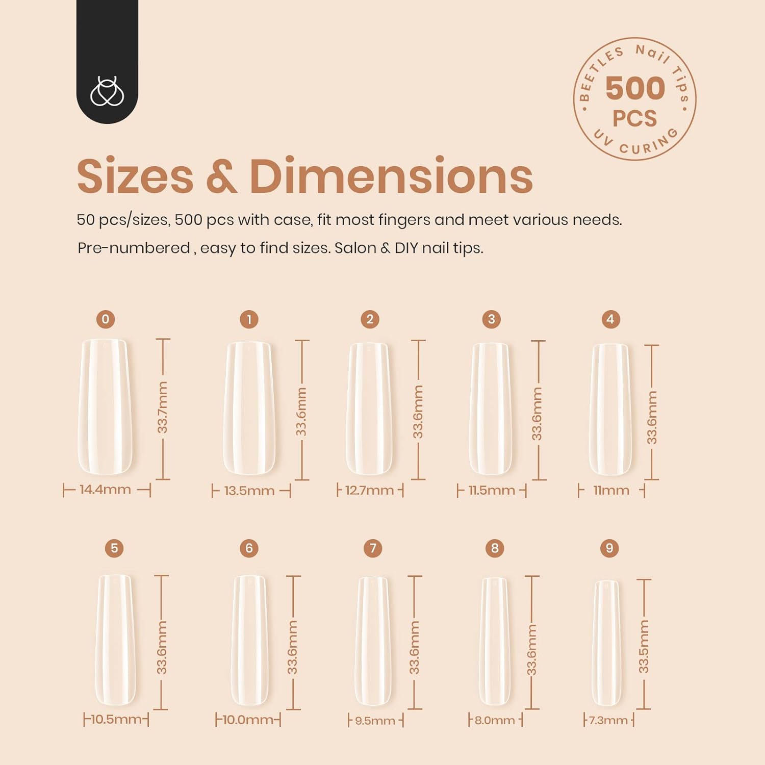 Beetles Gel Nail Kit Gel Nail Tips, 500Pcs Pre-shaped Long Square Gelly Tips Clear Press on Nail Tips Full Cover False Nails for Gel Art Soak Off Nail Extensions Acrylic Nails Women Gifts - Image 2