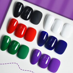 JODSONE 10ml Gel Nail Polish Set 6Colors Black White Red Deep Blue Dark Green Deep Purple All Seasons Neutral Soak off LED Lamp Gel Manicure Set for Nail Art